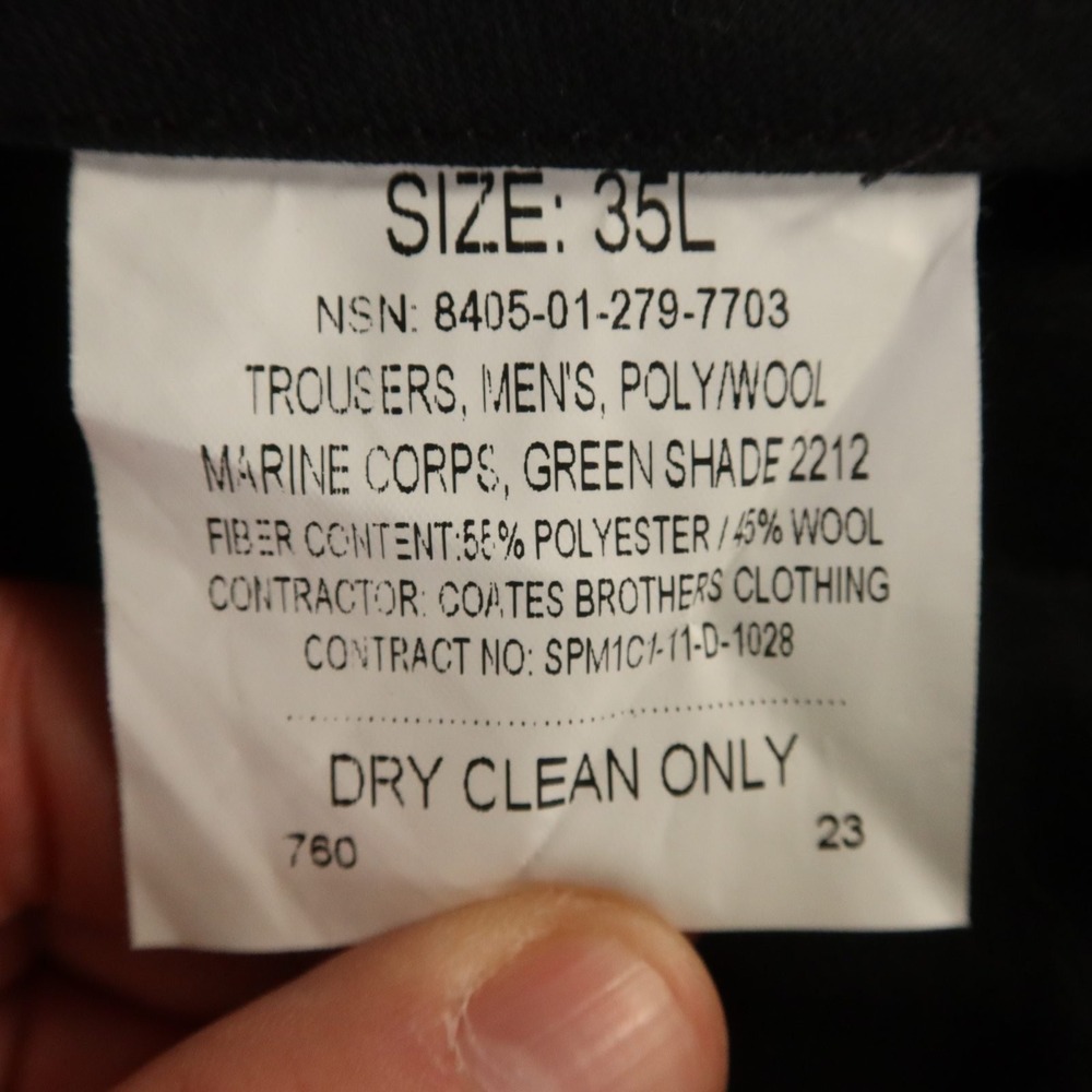 Coates Brothers Clothing Pants Mens 35x31 Green Polyester Wool USMC Marines - Picture 5 of 9